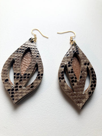 Snake skin leather earrings
