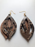 Snake skin leather earrings