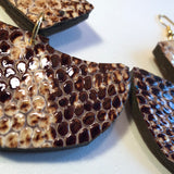 Abstract Crocodile leather earrings